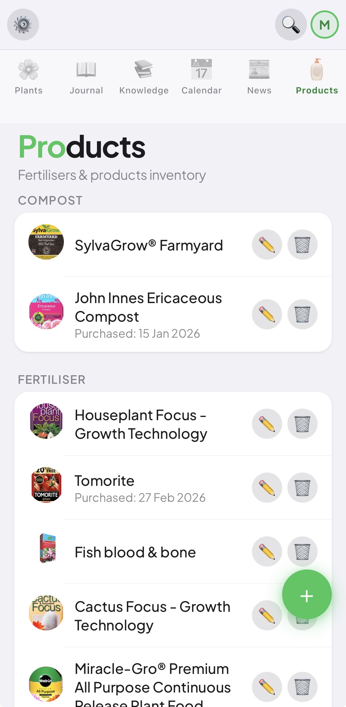 Products inventory